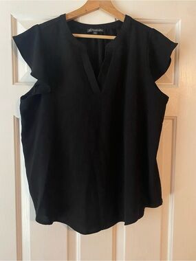 Adrianna Papell - Black V-Neck Women's Top - Size L